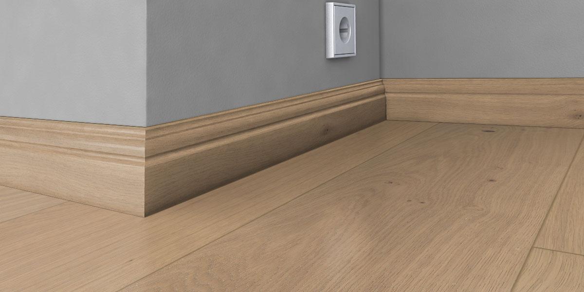 Kahrs Skirtings Solid Skirting Oak Nouveau White, Matt Lacquered Image