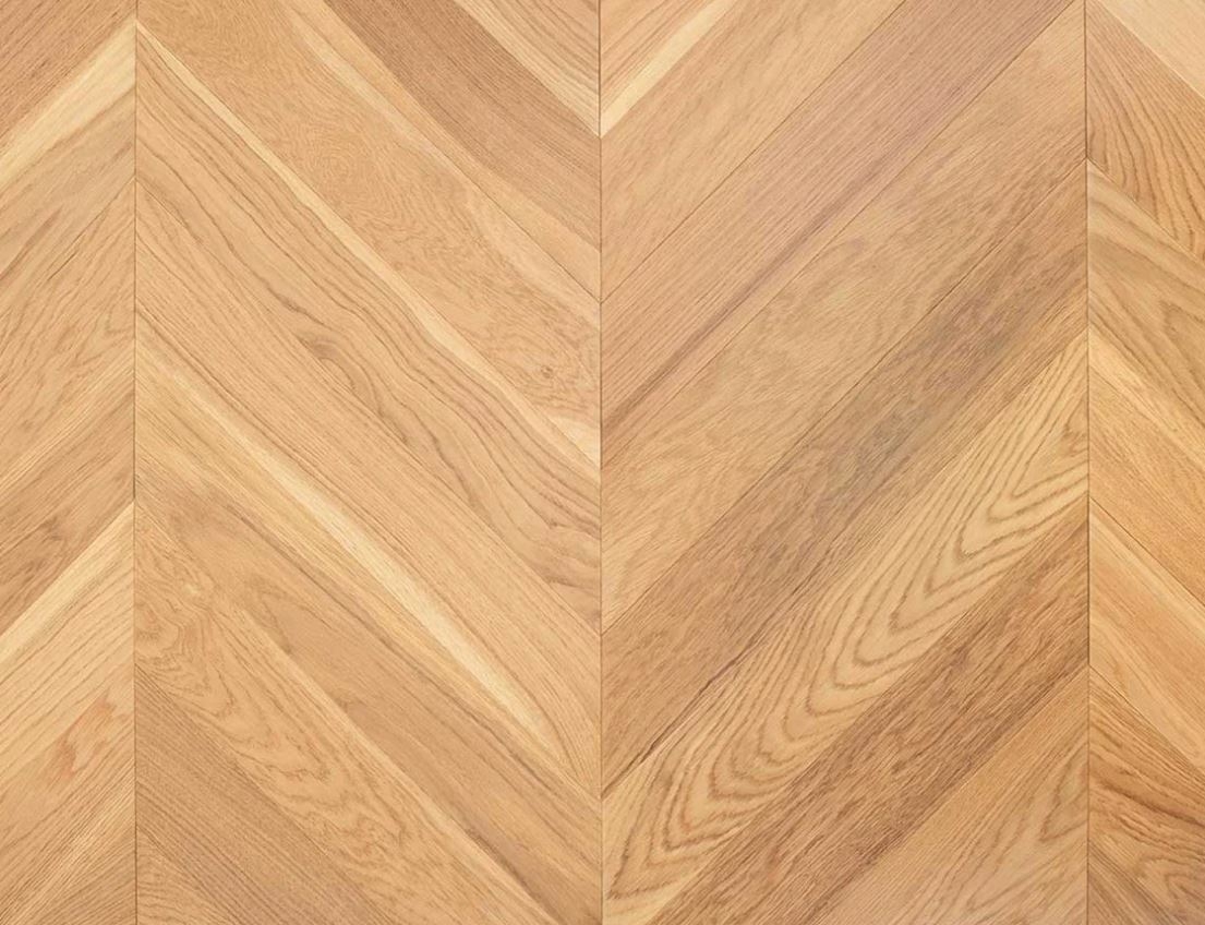 Crownfall Chevron Engineered Oak Flooring, Natural, Smooth, UV Lacquered, 90x14x510mm Image