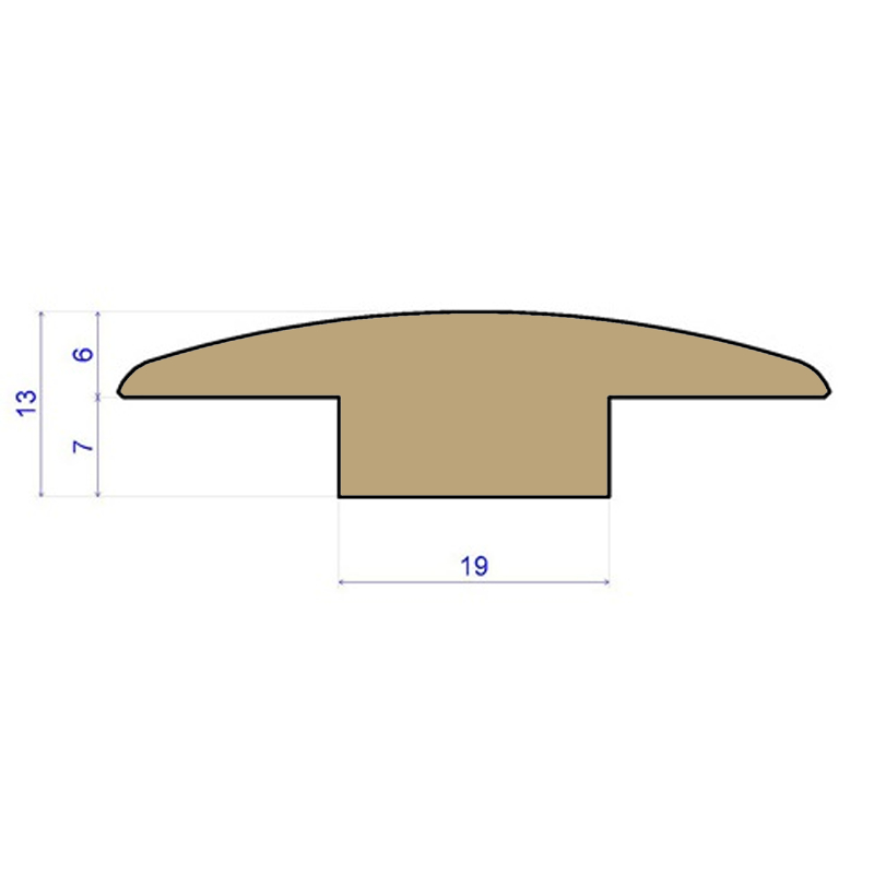 Traditions Solid Oak T-Shaped Threshold, Unfinished, 7mm, 2.7m Image