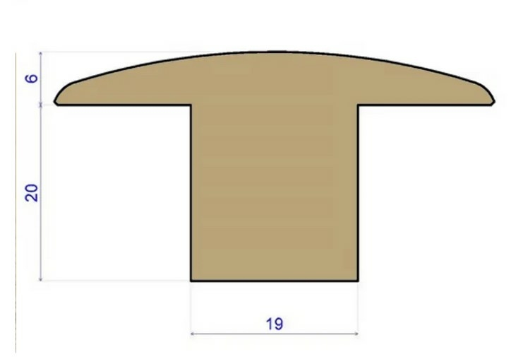 Traditions Solid Oak T-Shaped Threshold, Unfinished, 20mm, 2.44 m Image
