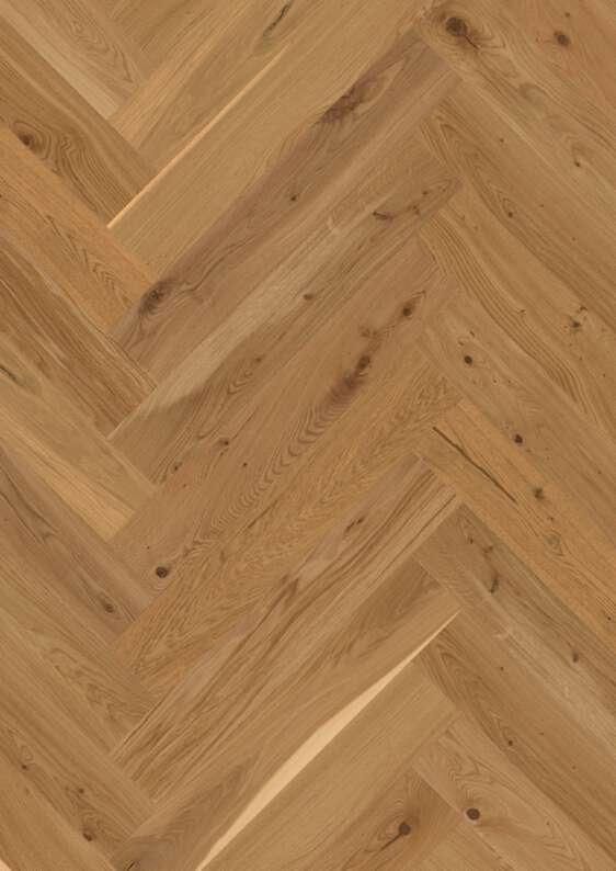 Boen Transparent Oak Herringbone T/G Wood Flooring, Brushed, Live Natural, 10.5x137x790 mm Image