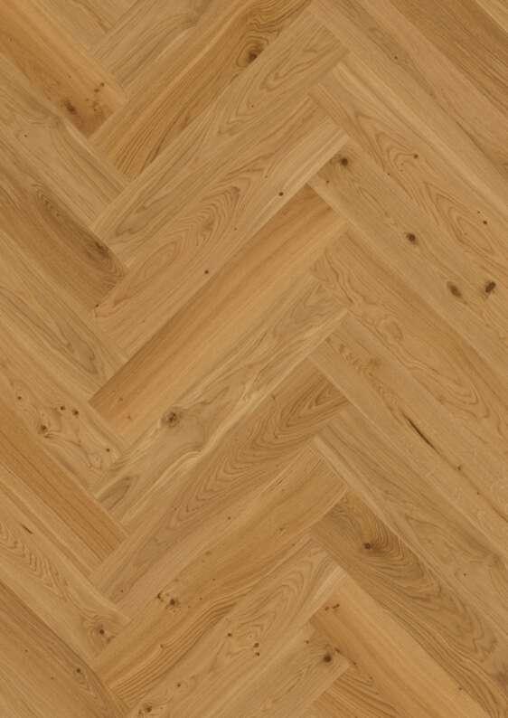 Boen Transparent Oak Herringbone Click Wood Flooring, Brushed, Live Natural, 14x138x690mm Image