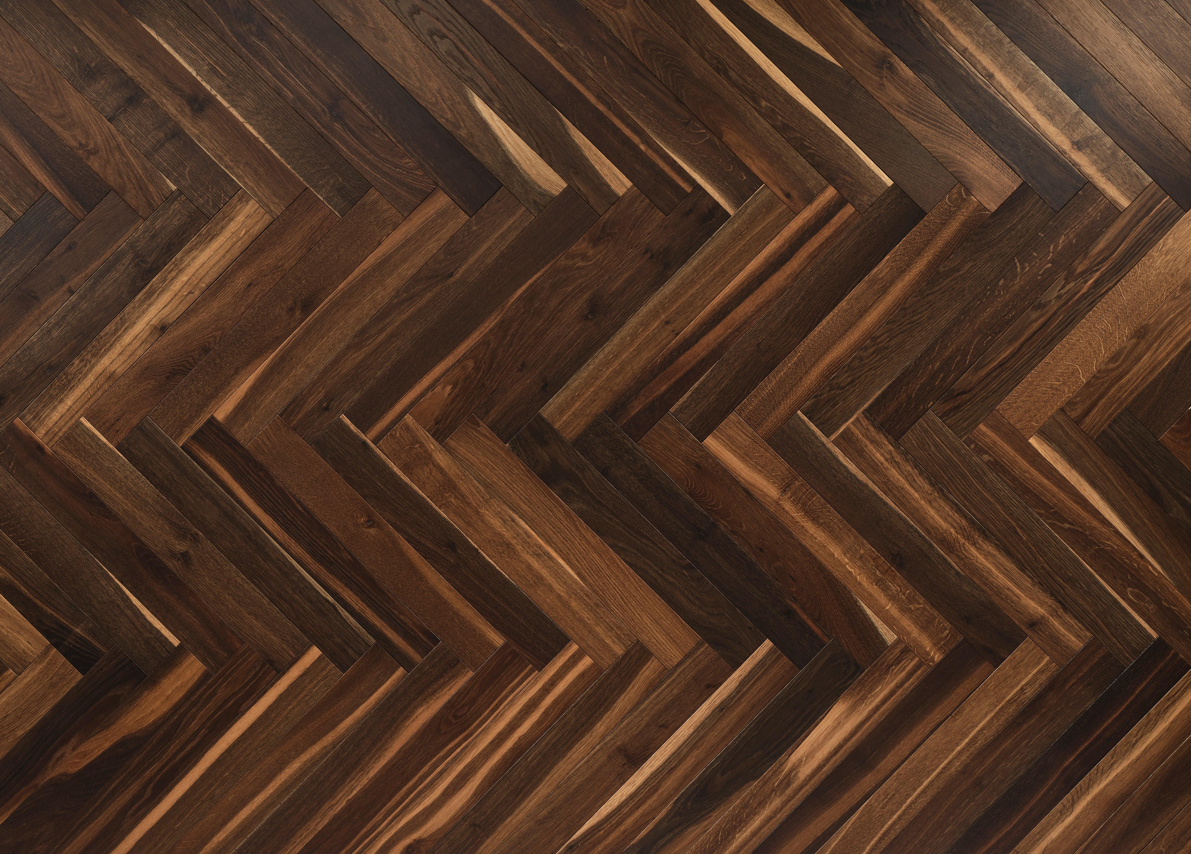 V4 Wood Flooring Smoked Herringbone (Left), Engineered, 70mm x 11mm x 490mm Image