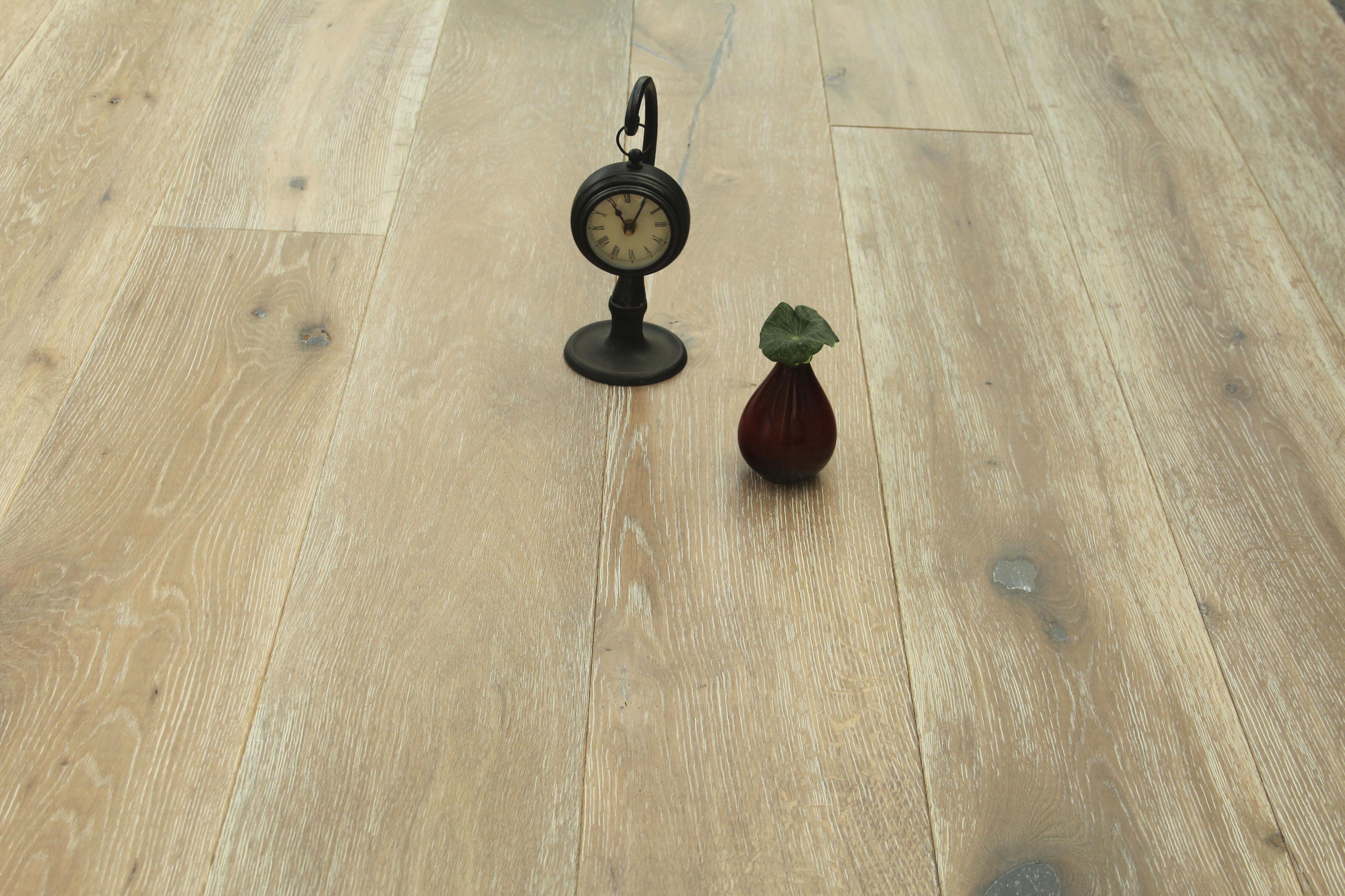 Tradition Select Engineered Oak Flooring, Smoked, Brushed, White Oiled, 220x20x1880mm Image