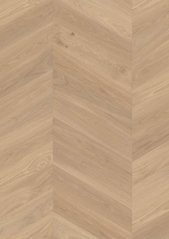 Boen White Oak Chevron Wood Flooring, Brushed, Live Natural, 14x138x611mm Image